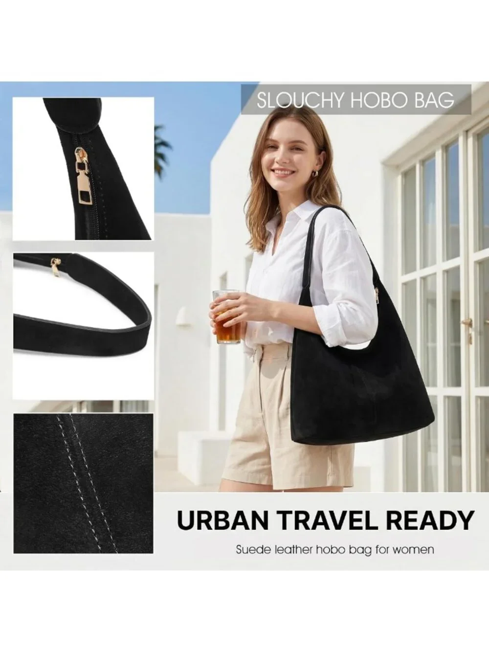 Chic Slouchy Suede Hobo Bag for Women | Casual Shoulder Tote Purse for Work